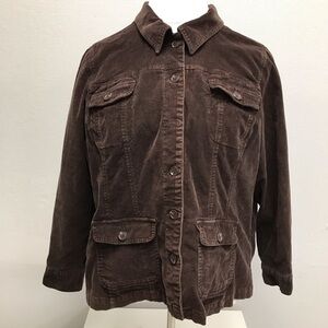 Y2K Women's Brown Corduroy Jacket - size 1X (approximated)